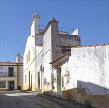 Traditional houses with very large chimney pots in village of Pavia, Alentejo, Portugal, Southern