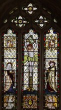Stained glass window in church of Saint Mary Mary and Saint Lawrence, Stratford Tony, Wiltshire,