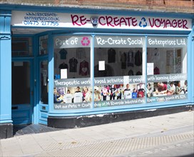 Recreate Voyager social enterprise shop building in town centre Ipswich, Suffolk, England, UK