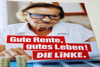 Symbolic image Die Linke: Flyer on the topic of pensions