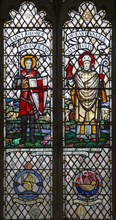 Church of Saint Mary, Chediston, Suffolk, England, UK stained glass window Saint Felix and Saint
