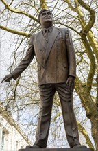 Statue bronze sculpture of politician Aneurin Bevan 1897-1960 in Queen Street, Cardiff, South