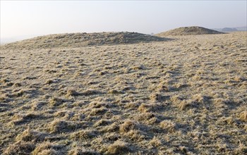 Bronze Age bowl barrow on Windmill Hill, a Neolithic causewayed enclosure, near Avebury, Wiltshire,