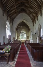 Interior of village parish church of Saint Andrew, Westhall, Suffolk, England, UK