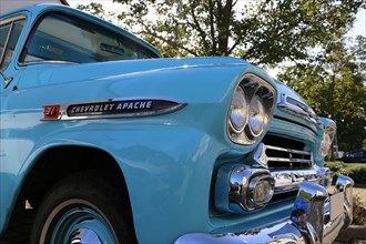 Close-up of a blue Chevrolet Apache from the 1950s