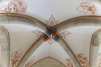 Ceiling with floral frescoes, Bebenhausen Cistercian Monastery, Tuebingen, Baden-Wuerttemberg,