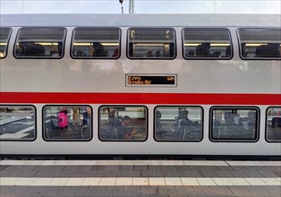 Double-decker Intercity at the main railway station, Dortmund, North Rhine-Westphalia, Germany,