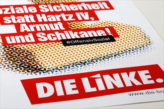 Symbolic image Die Linke: Flyer on the subject of security, Hartz IV, poverty