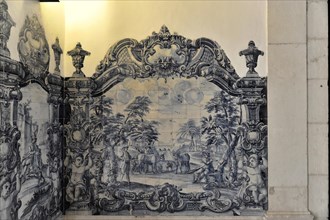 Azulejos, tile painting, Monastery of Sao Vicente de Fora, built until 1624, Old Town, Lisbon,