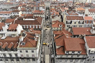 Baixa, Old Town, view from the lift Elevador de Santa Justa, also Elevador do Carmo, Lisbon,