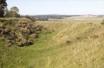 Sidbury Camp or Sidbury Hill Iron Age hill fort, Haxton Down, near Everleigh, Wiltshire, England,