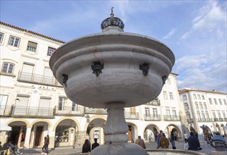 Close-up of fountain in famous city centre square, Giraldo Square, Praca do Giraldo, Evora, Alto