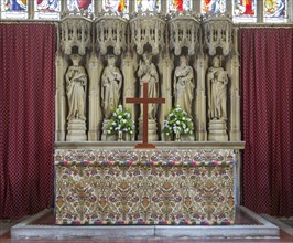 Church of Saint Mary, Berkeley, Gloucestershire, England, UK high altar with reredos 1881