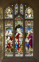Stained glass window Suffer the Little Children, c 1916 probably by Cox and Buckley, Darsham