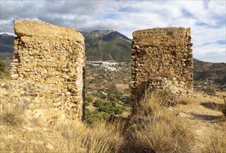 Ruins Castle of Zalia, La Axarquia, province of Malaga, Andalusia, Spain village Alcaucin village