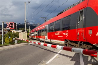 The Werdenfelsbahn, a local train operated by Deutsche Bahn, in Seefeld, Tyrol. The Werdenfelsbahn