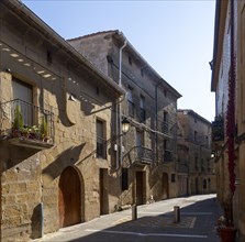 Street of historic buildings in village of San Asensio, La Rioja Alta, Spain, Europe