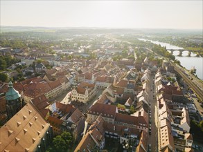 Pirna on the Elbe. General view of the old town centre with town hall, market square, St. Mary's