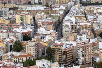 Cityscape view go high density buildings in city centre of Malaga, Spain, Europe