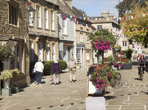 Historic street and buildings in town centre of Corsham, Wiltshire, England, UK