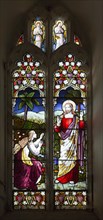 Stained glass window church of Saint Peter, Sibton, Suffolk, England, UK circa 1871 by Lavers,