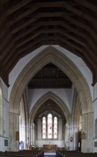 Early English architecture from the 13th century inside the church at Potterne, Wiltshire, England,