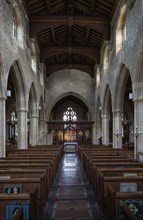 Inside village parish church of Saint Andrew, Mells, Somerset, England, UK