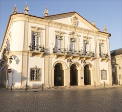 Historic facade of the district council municipal building in the old walled town area of Faro,
