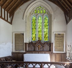 Historic interior of village parish church at Homersfield, Suffolk, England, UK