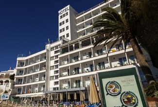 Hotel Balcon de Europa, Playa el Salon, Nerja, Andalusia, Spain, sign for Nautico beach club,