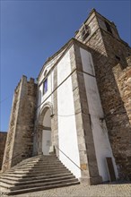 Matriz church in walls of historic ruined castle at Mourao, Alentejo Central, Evora district,