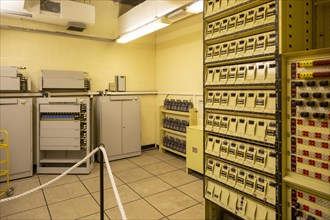 BT Frame room telephone exchange inside Bentwaters Cold War museum, Suffolk, England, UK