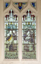 Stained glass window Presentation in the Temple, Hacheston church, Suffolk, England, UK c 1922 by