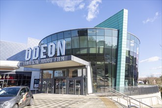 Modern architecture of Odeon cinema building in Trowbridge, Wiltshire, England, UK