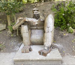 King Kong gorilla metal sculpture in Queen's Park, central Swindon, Wiltshire, England, UK