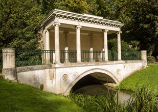 The Temple of Concord in the gardens at Audley End House, Essex, England, UK, River Cam or Granta