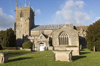 Historic village parish church of Saint Michael and All Angels, Urchfont, Wiltshire, England, UK