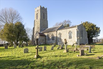 Rural church and churchyard at South Elmham St Peter, Suffolk, England, UK