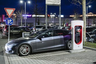 Tesla Supercharger charging station, car park, Werre-Park shopping centre, Bad Oeynhausen, North