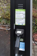 Charging process at a charging station for electric cars, Bavaria, Germany, Europe