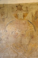 North Cove Medieval religious wall painting of Jesus Christ in Heaven, church of Saint Botolph,