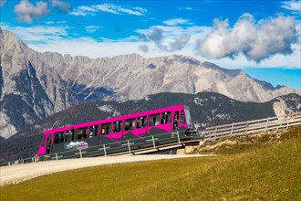 Rosshuette funicular railway in Seefeld/Tyrol. The cable car leads to the mountain station at 1,