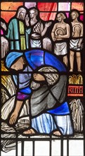 Ruth harvesting grain, stained glass window by Margaret Edith Aldrich Rope (1891-1988), Church of
