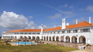 Panoramic view of Pousada do Infante hotel building, Sagres, Algarve, Portugal, southern Europe,