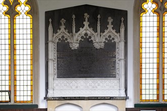 Inside village parish church of Saint Peter, Everleigh, Wiltshire, England 1813 memorial to Francis