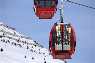 The Schoenjochbahn cable car in Fiss, Austria (20/02/2020)