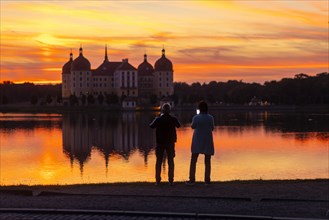 Evening atmosphere at the Fasanenschloesschen, Moritzburg, Saxony, Germany, Europe