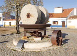 Husk mill historic olive oil press with granite millstones used until 1970s now a heritage monument