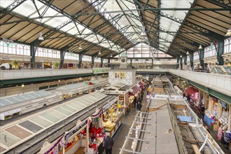 Inside the market building in city centre of Cardiff, South Wales, UK