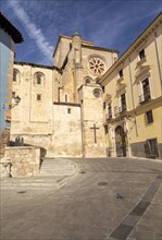 Historic buildings at the back of the cathedral church building, Cuenca, Castille La Mancha, Spain,